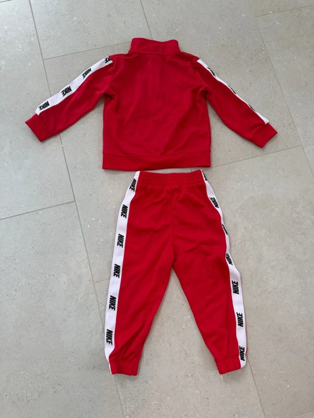 Nike Kids Red Track Jacket & Jogger Set with White Logo Tape - Picture 2 of 3